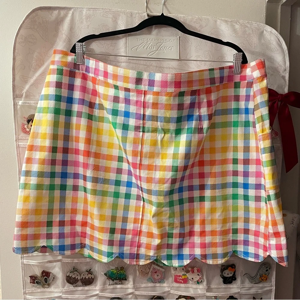 Unique Vintage Smak Parlour Rainbow Gingham Campus Mini Skirt - Picture 3 of 10